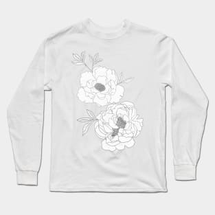 Purple Peony Pattern Long Sleeve T-Shirt